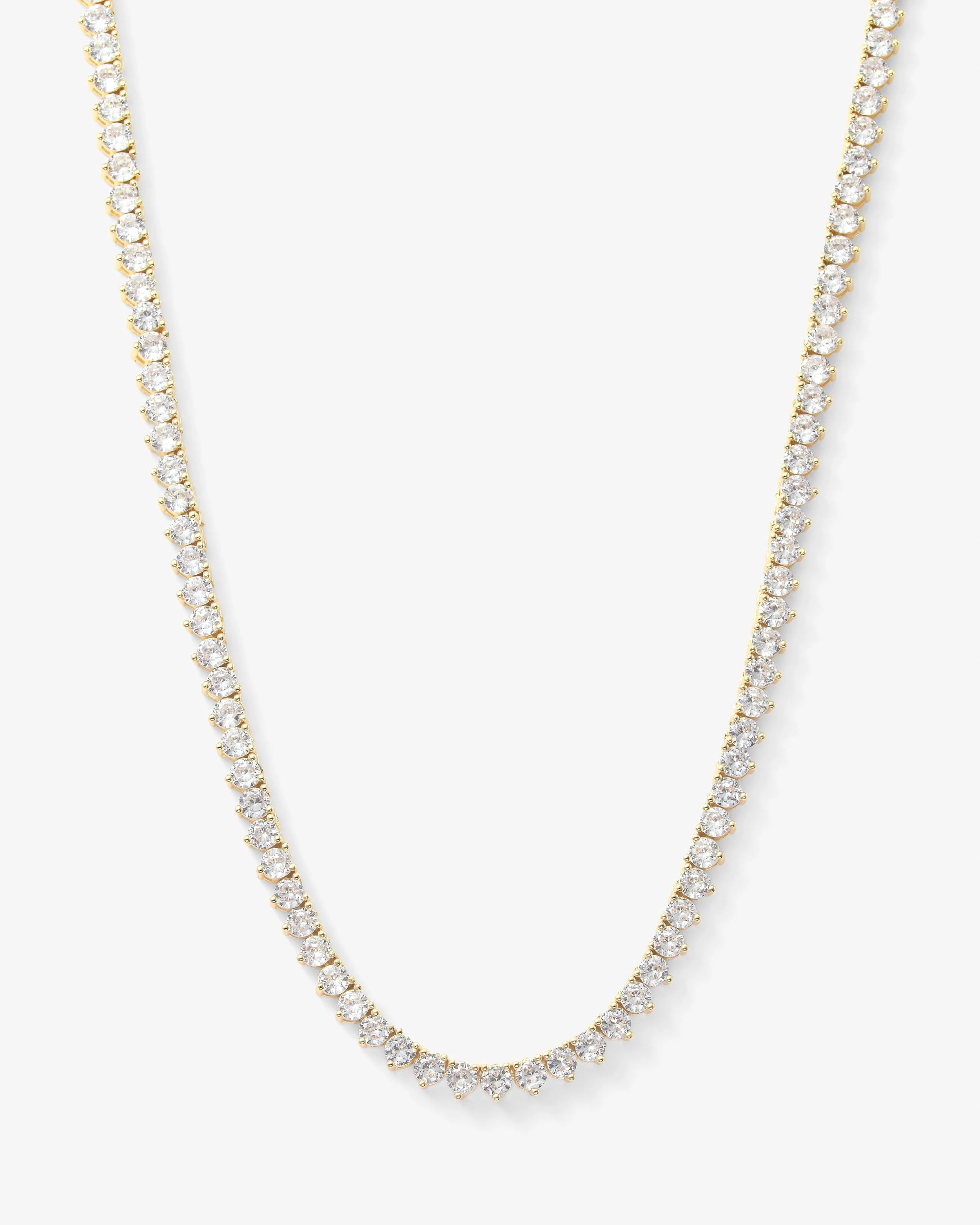 Not Your Basic Tennis Necklace 16" - Gold|White Diamondettes | Melinda Maria