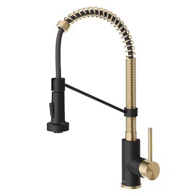 Kraus Bolden Spot Free Antique Champagne Single Handle Pull-down Kitchen Faucet with Sprayer Func... | Lowe's