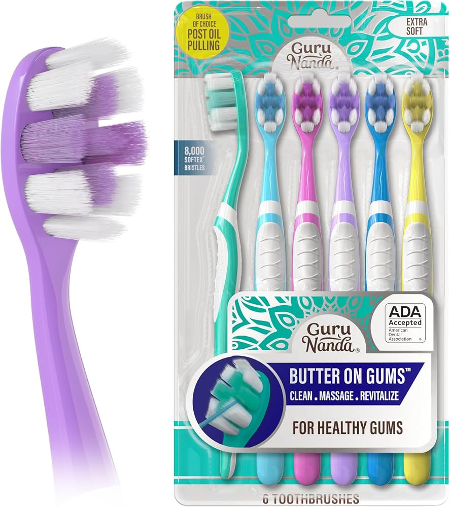 GuruNanda Butter On Gums Toothbrush, ADA Accepted Manual Toothbrushes with 8000+ Ultra Soft Softe... | Amazon (US)
