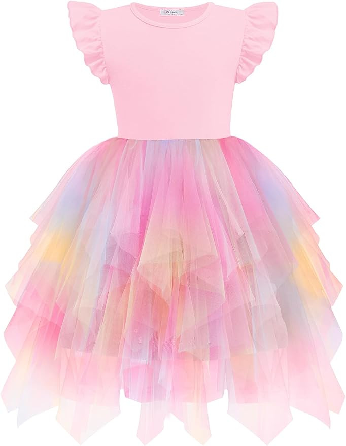 Arshiner Toddler Tutu Dress Little Girls Irregular Tulle Princess Birthday Party Formal Dresses | Amazon (US)