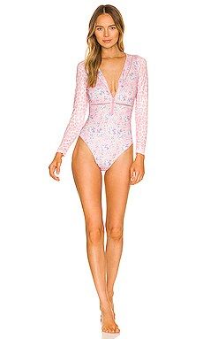 LoveShackFancy Olessia One Piece in Coral Reef Pink from Revolve.com | Revolve Clothing (Global)