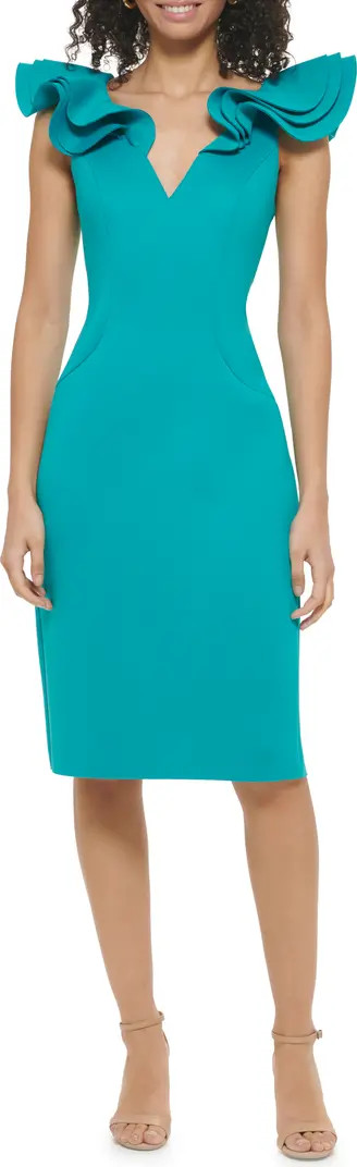Ruffle Shoulder Sleeveless Cocktail Dress | Nordstrom