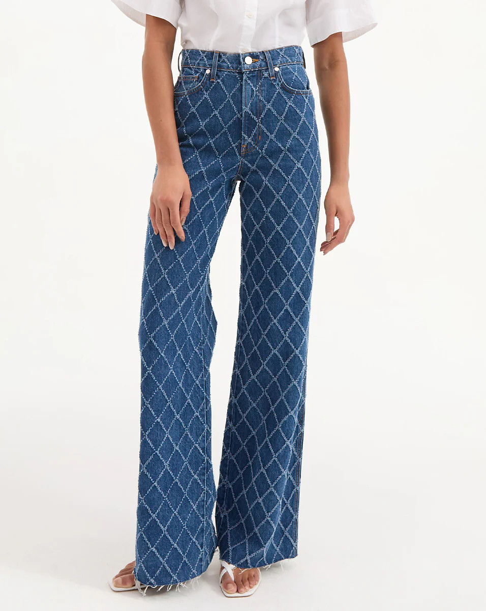 Taylor Diamond Printed Wide-Leg Jean | Veronica Beard