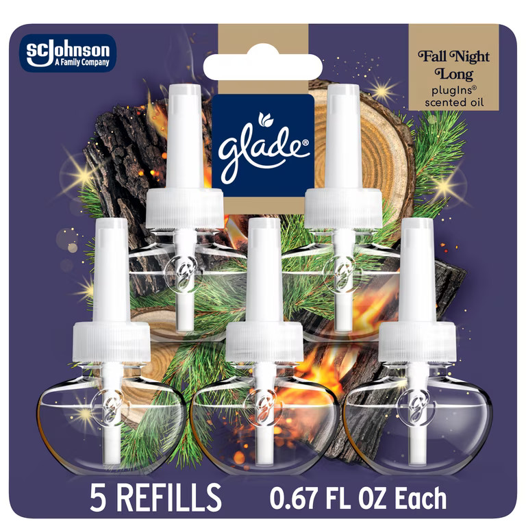 Glade\u00ae PlugIns\u00ae Scented Oil 5 Refills, Air Freshener, Fall Night Long, 3.35 fl oz, Pack... | Walmart (US)