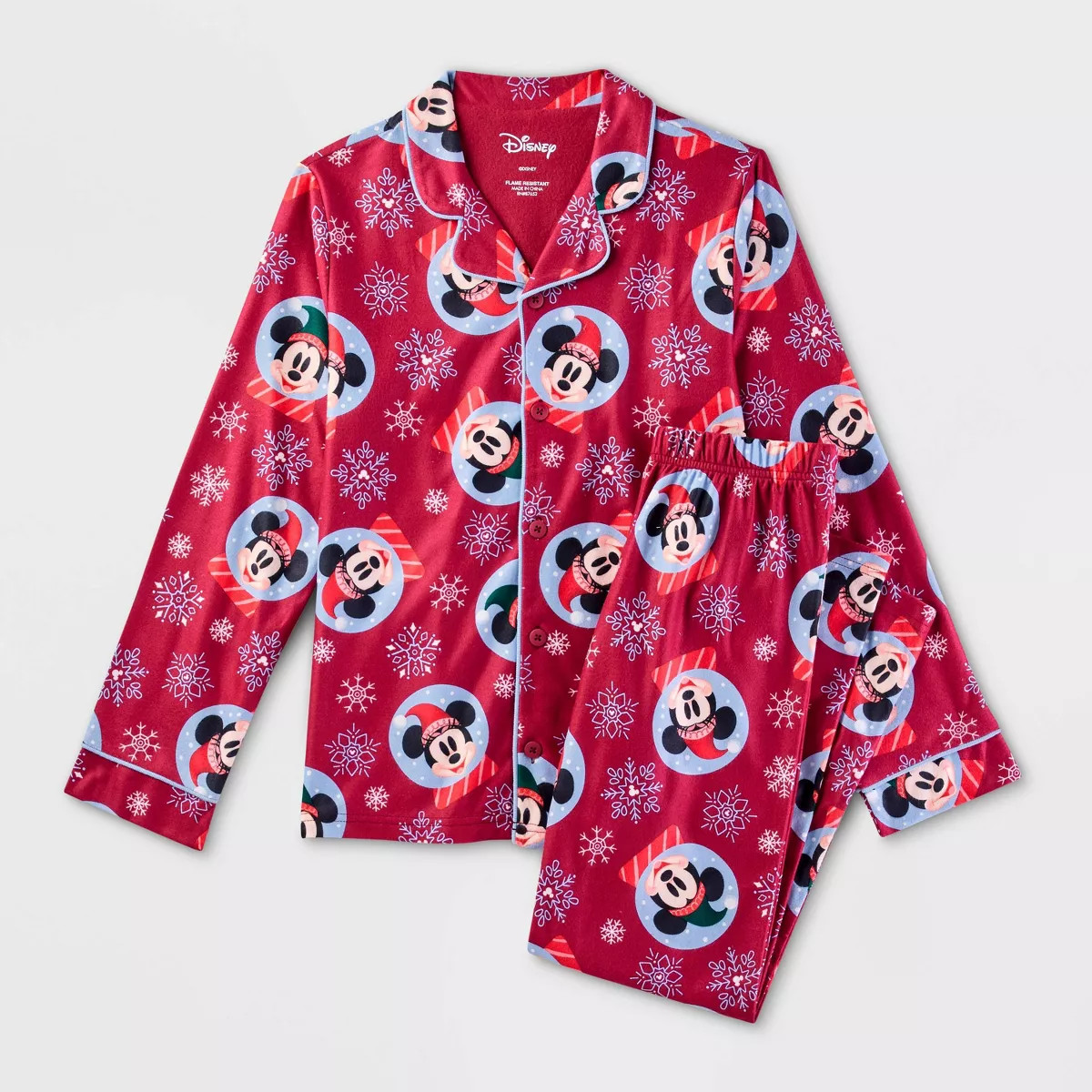 Kids' Disney Mickey Mouse 2pc Holiday Coat Pajama Set - Red | Target