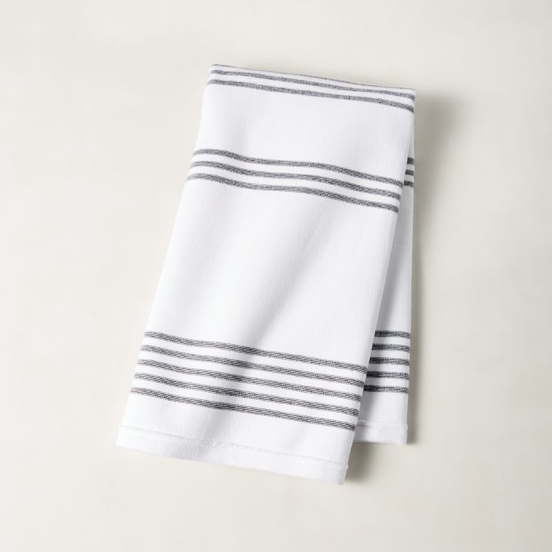 Raya Black and White Striped Hand Towel + Reviews | CB2 | CB2