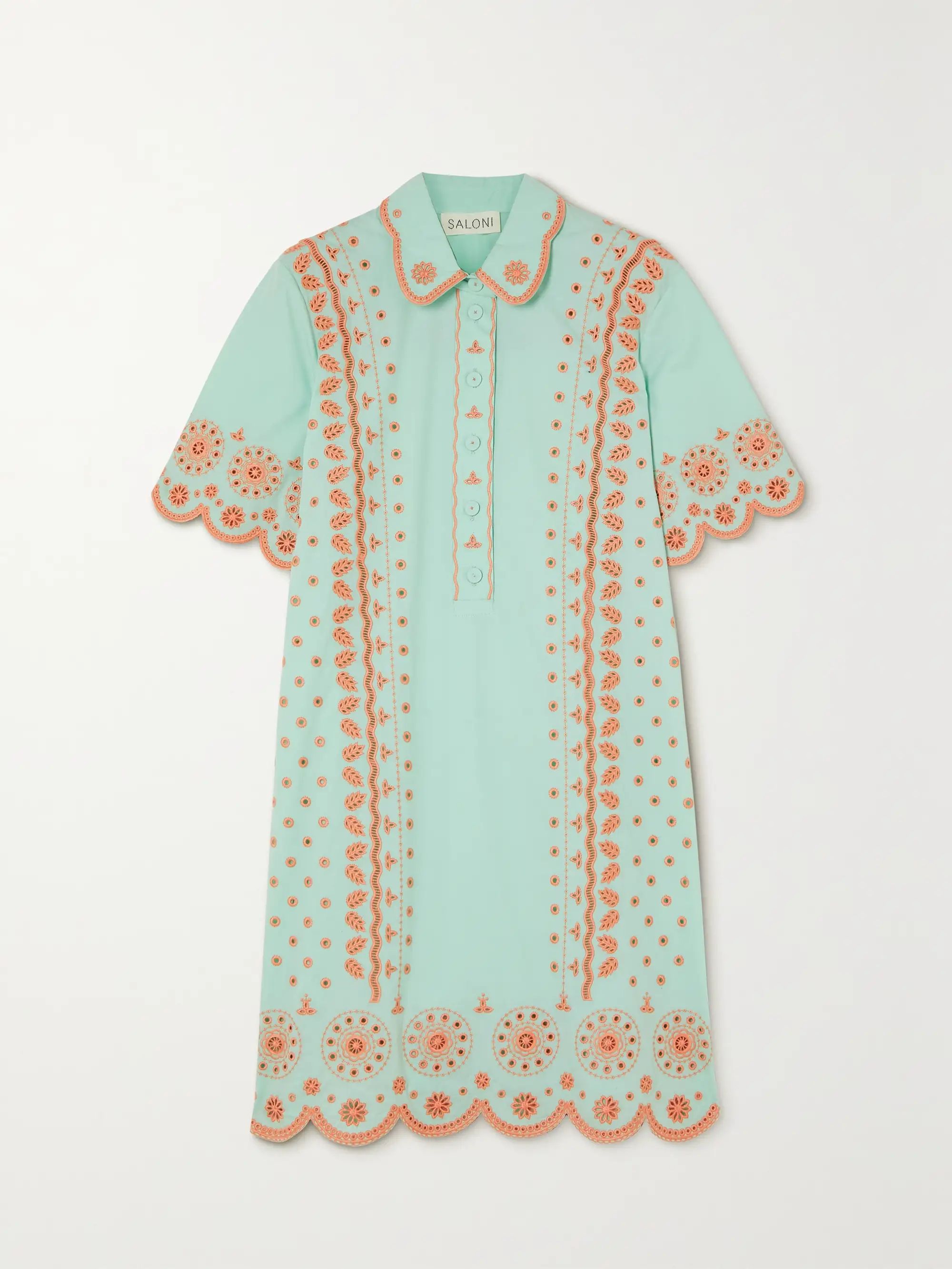 Dree scalloped broderie anglaise cotton-poplin mini shirt dress | NET-A-PORTER (UK & EU)