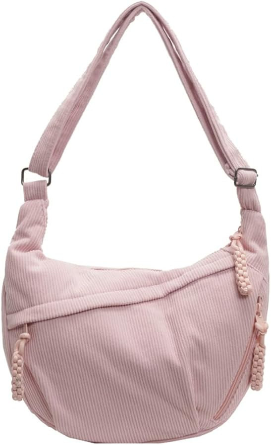 Hobo Bag for Women Men Crescent Shoulder Bag Retro Nylon Canvas Crossbody Bag Slouchy Corduroy Du... | Amazon (US)