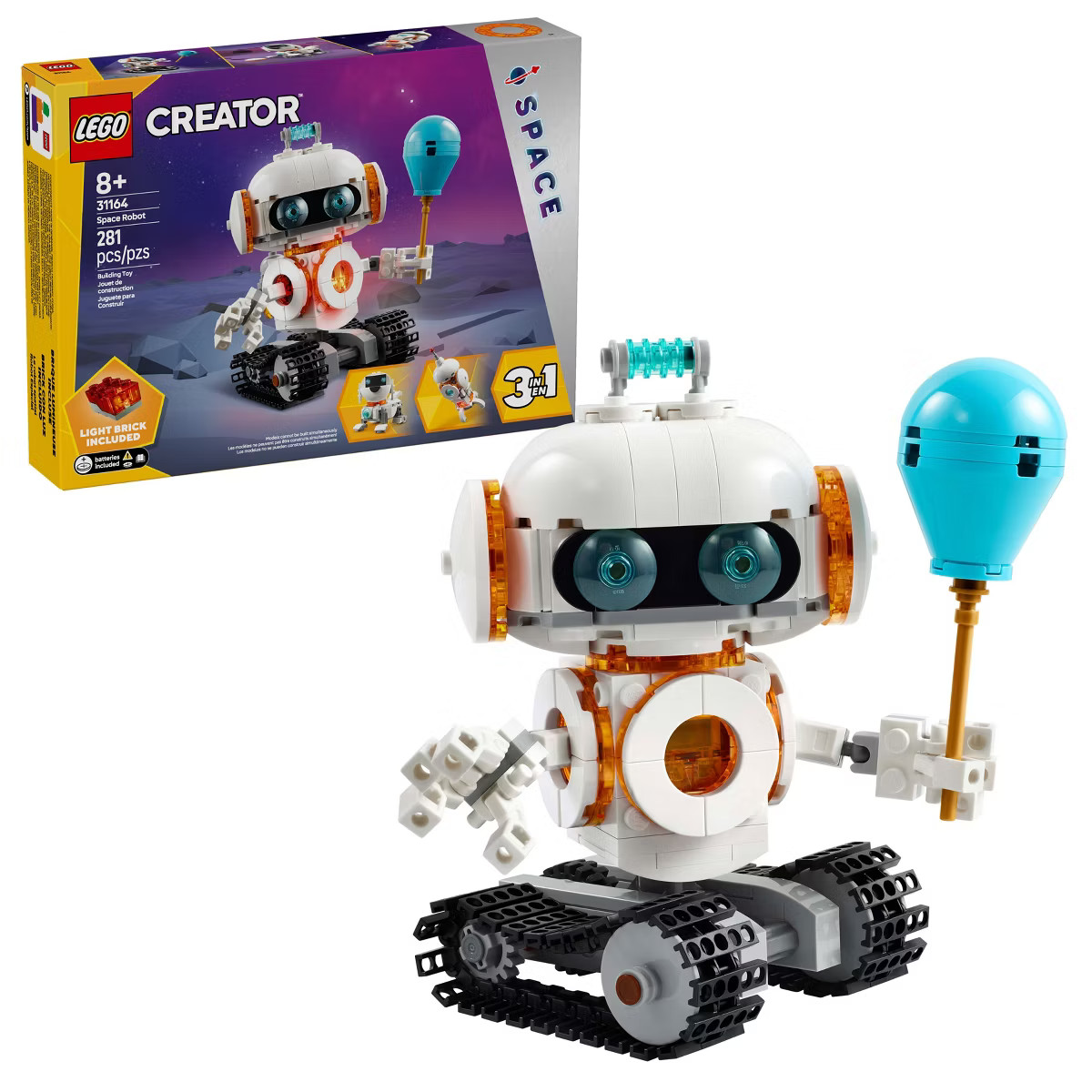 LEGO Creator 3 in 1 Space Robot Building Toy with 3 Options, Robot, Spaceship or Robot Dog 31164 | Target