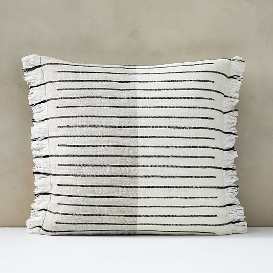 Cotton Silk Broken Stripe Pillow Cover, Set of 2, 20""x20"", White | West Elm (US)