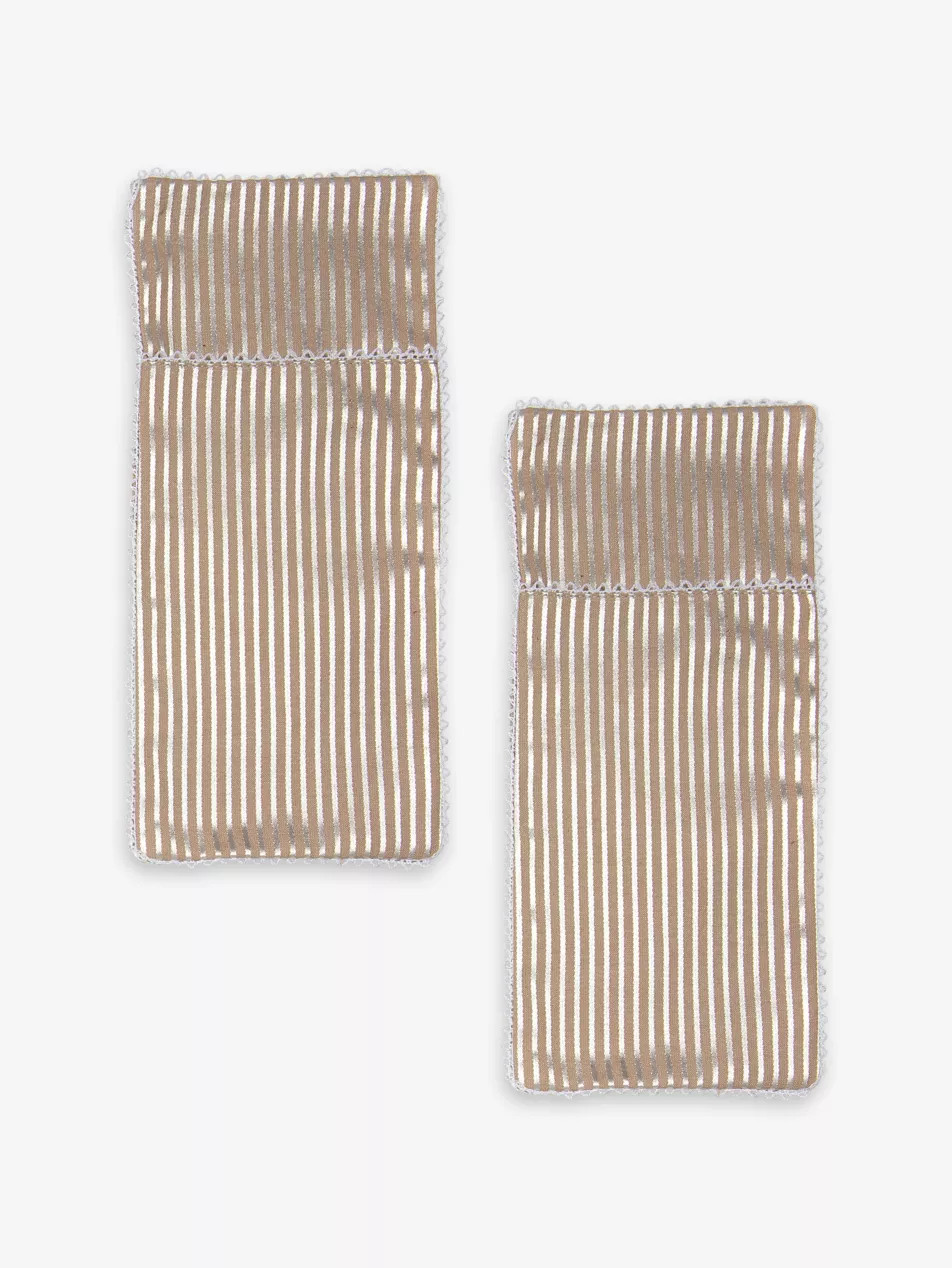 Striped cotton-blend cutlery pouches set of two | Selfridges