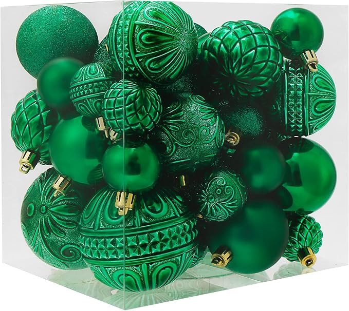 Christmas Ball Ornaments Green Christmas Tree Decorations with Hang Rope-36pcs Shatterproof Chris... | Amazon (US)
