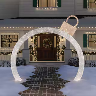 Home Accents Holiday 9 ft. Warm White-Cool White Glimmer Ornament Arch Holiday Yard Decoration 22... | The Home Depot