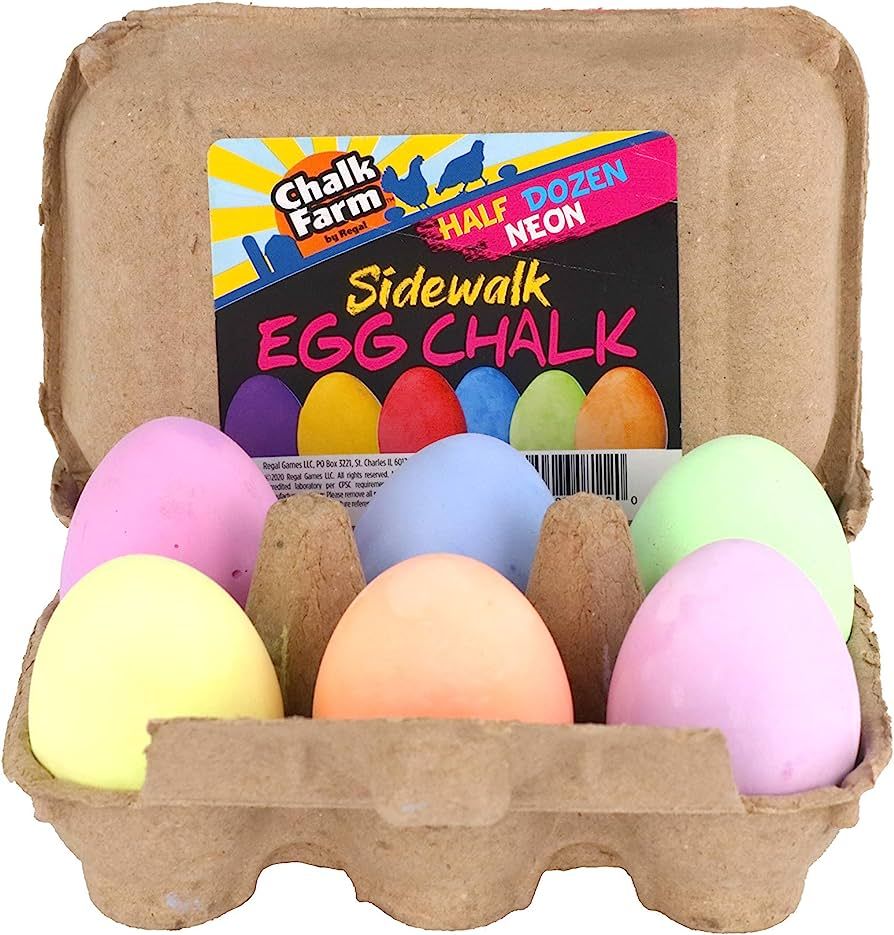 Regal Games Sidewalk Neon Egg Chalk, 6 Count Chalk, Assorted Colors, Non-Toxic, Washable, Art Set | Amazon (US)