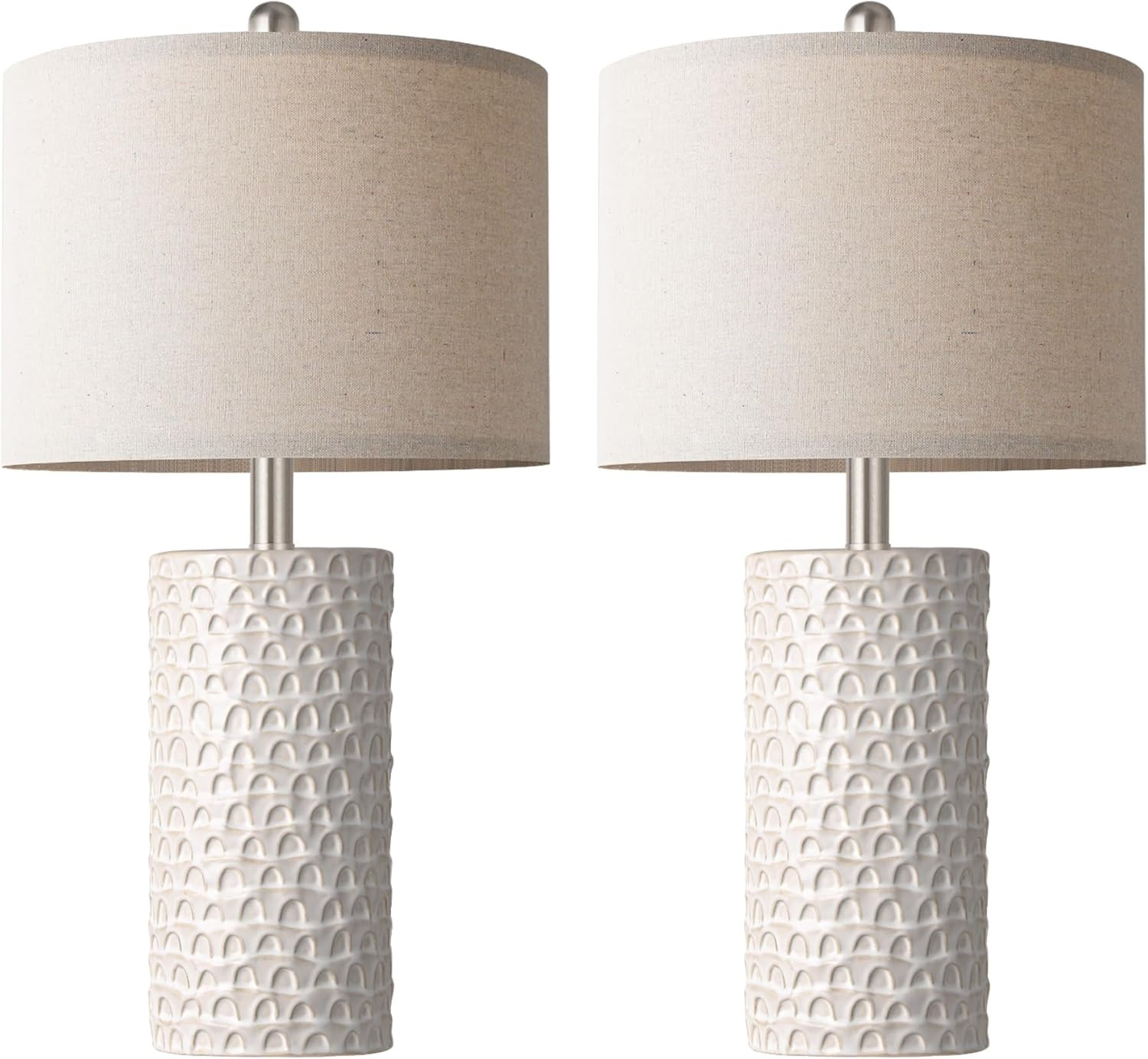 PARTPHONER 23" Modern Ceramic Table Lamp Set of 2, Table Lamps for Living Room, Rustic Farmhouse ... | Amazon (US)