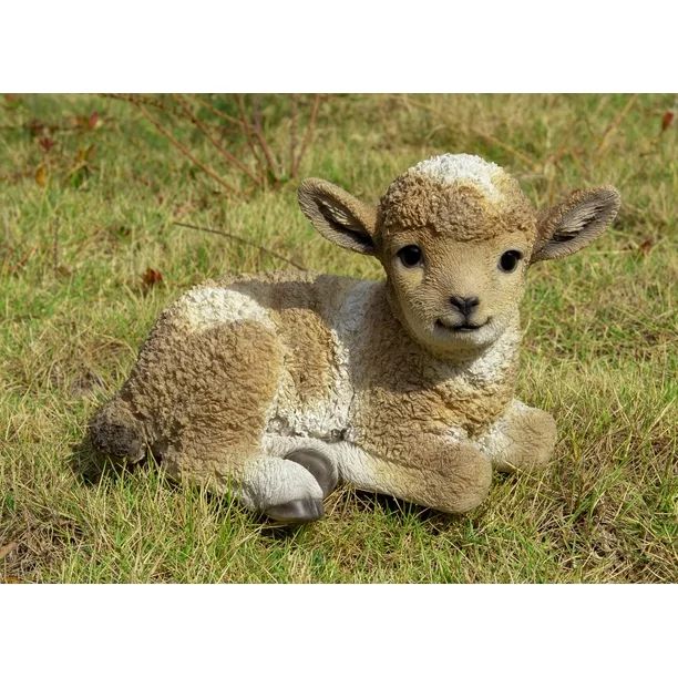 9" Brown and White Unique Small Baby Lamb Lying Down Figurine - Walmart.com | Walmart (US)