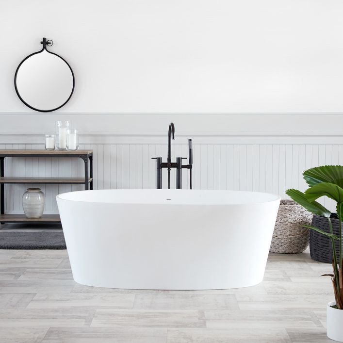 Solano 59 Inch Resin Double Ended Matte Tub | Vintage Tub & Bath