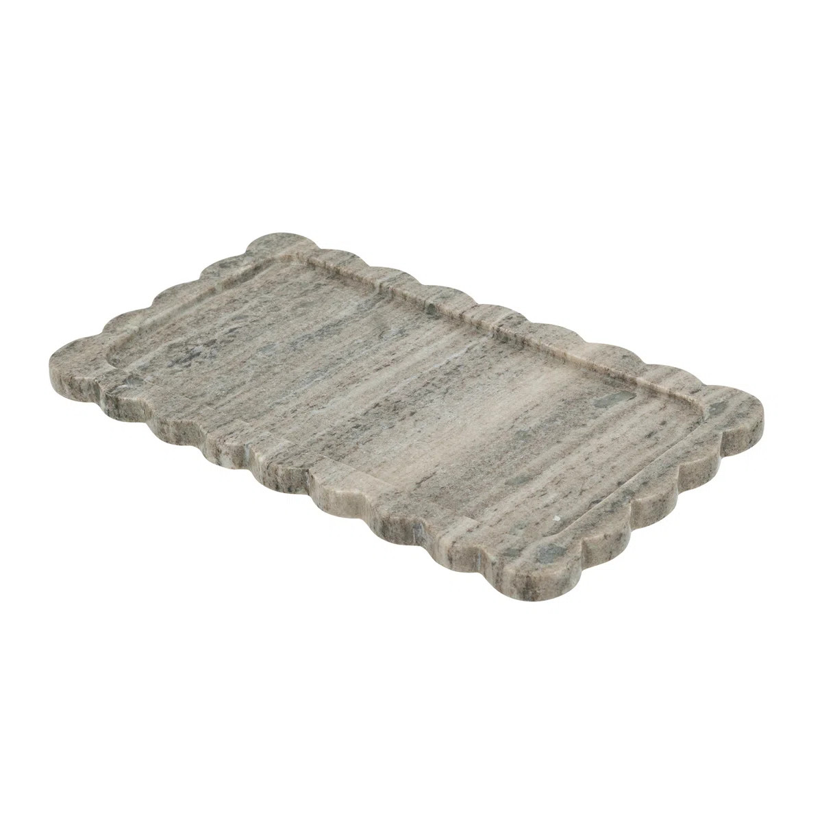 Scalloped Marble Tray with Natural Gray Finish | Wayfair North America