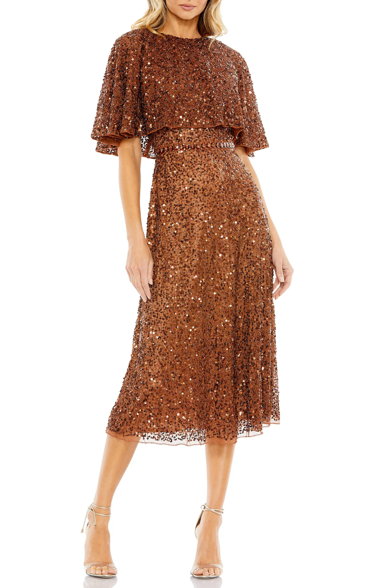 Mac Duggal Sequin Cape Sleeve Cocktail Dress | Nordstrom | Nordstrom