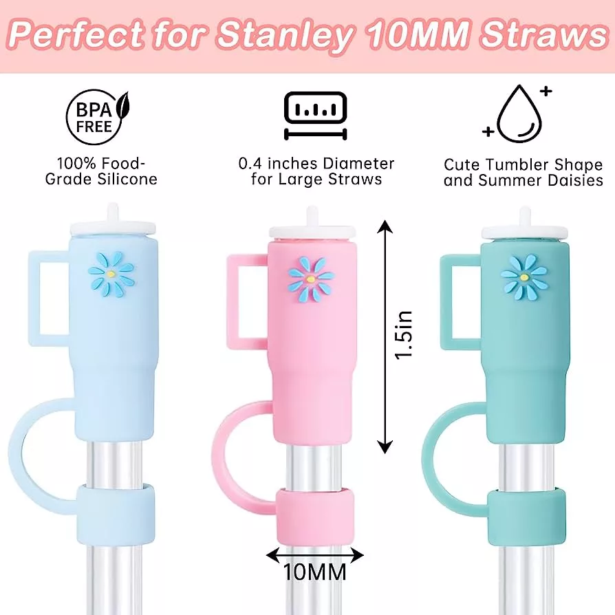 5PCS Straw Cover Cap for Stanley Cup, Flower Straw Topper for Stanley 30&40  Oz T