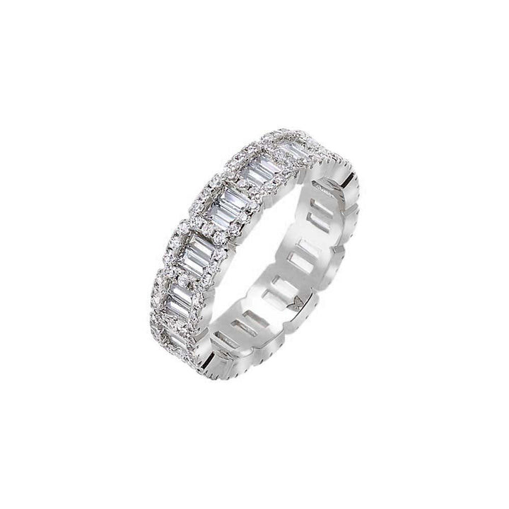 CZ Baguette X Round Illusion Eternity Band Ring | Adina Eden