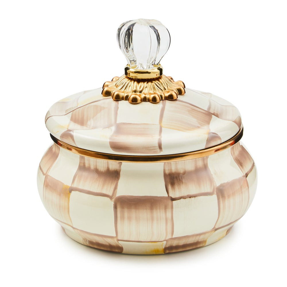 Mocha Check Squashed Pot | MacKenzie-Childs