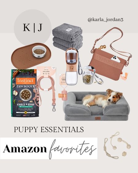 Amazon essentials for your puppy! Aesthetic dog accessories 🤎 

Dog food, treat bag, dog blanket, dog toys, puppy bed, water bottle. 

#LTKfindsunder100 #LTKhome #LTKfindsunder50