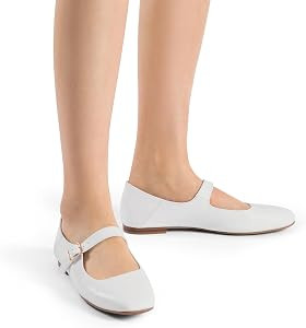 DREAM PAIRS Women's Silver Square Toe Mary Jane Flats: Comfortable Casual Slip On Dress Shoes wit... | Amazon (US)