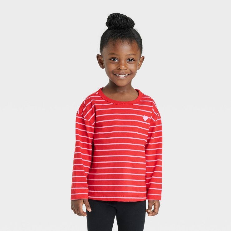 Toddler Striped Long Sleeve T-Shirt - Cat & Jack™ Red | Target