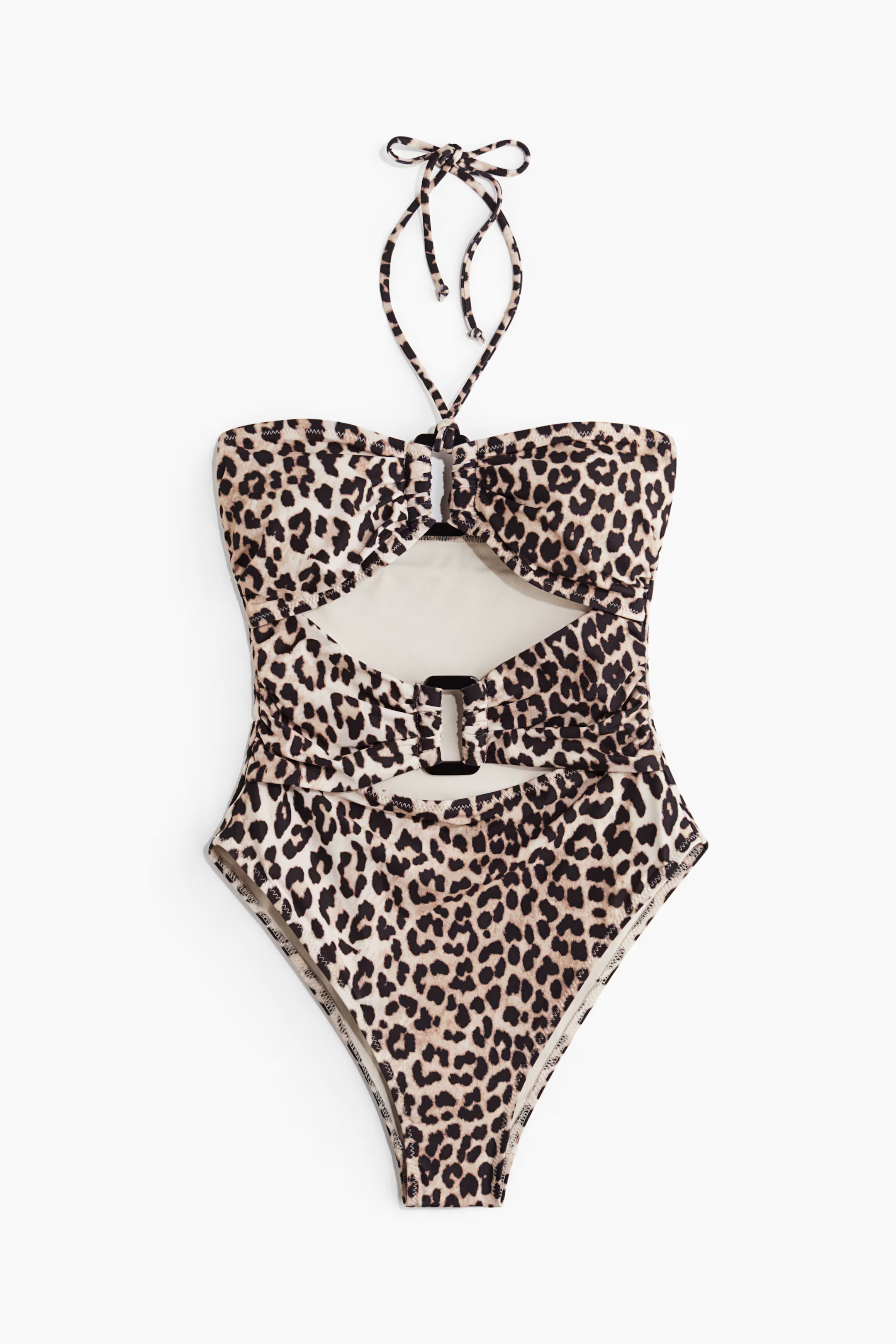 Padded-cup High Leg Swimsuit - Light beige/Leopard print - Ladies | H&M GB | H&M (UK, MY, IN, SG, PH, TW, HK)