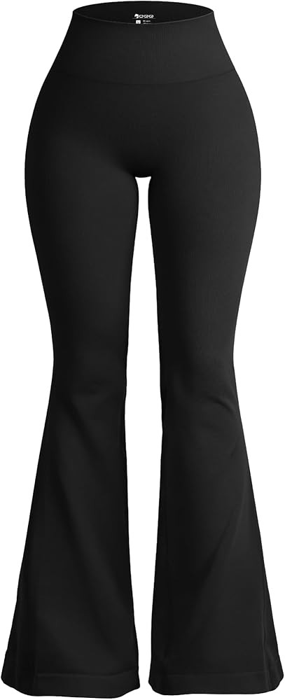 OQQ Women's Flared Pants High Waisted Yoga Leggings Stretchy Bell Buttom Wide Leg | Amazon (US)