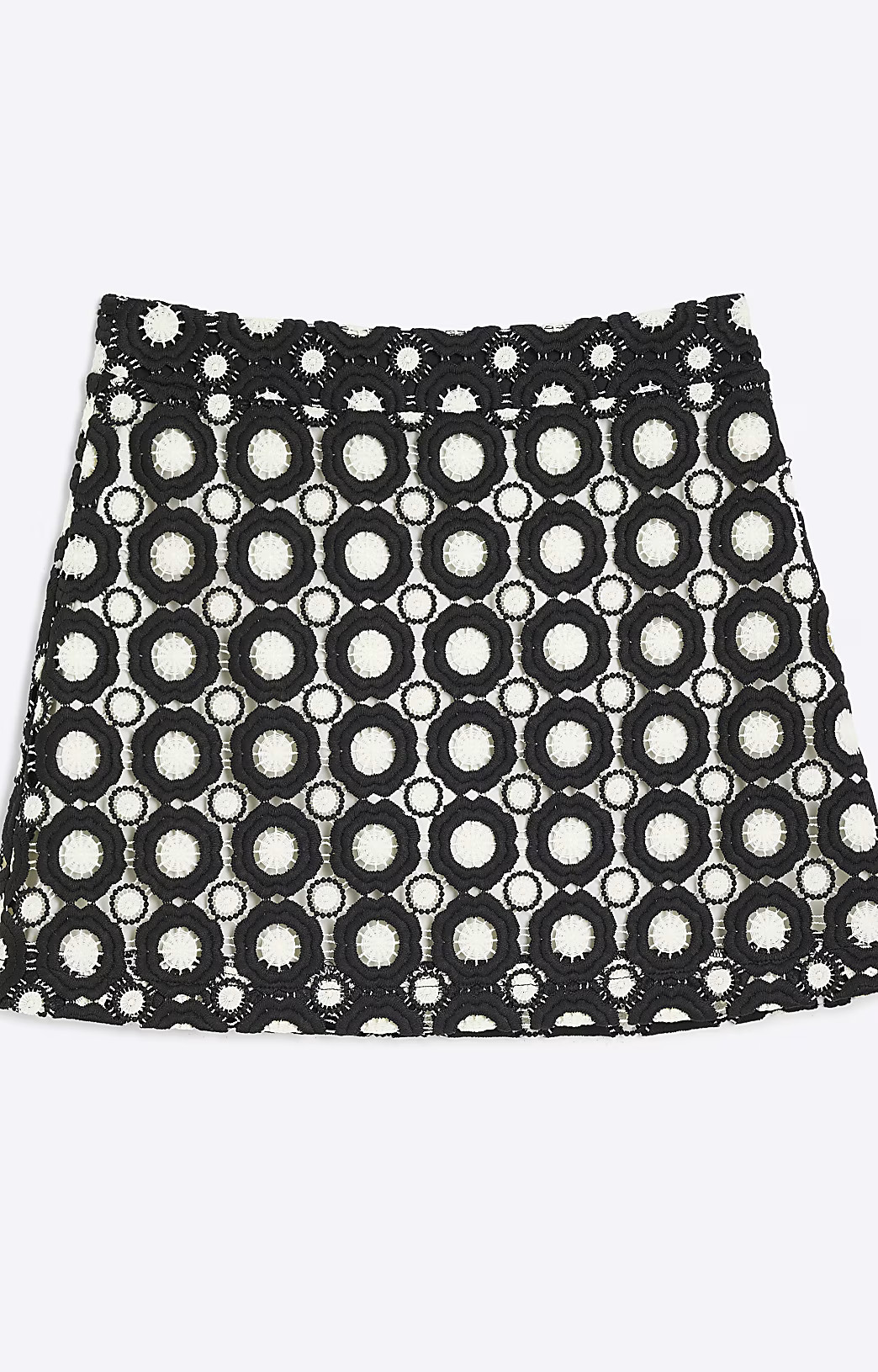 Black Crochet Mini Skirt | River Island UK & IE