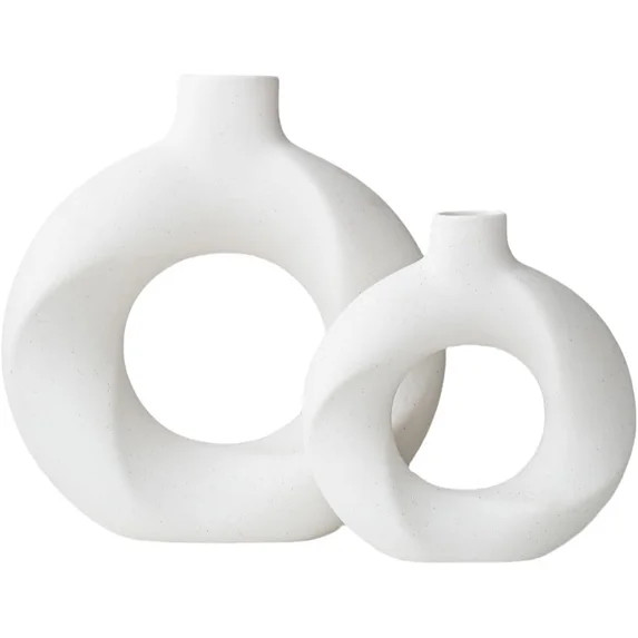 Modern Ceramic Vases 2 Pack, Boho Style Vase for Pampas Grass, Home Office Bedroom Table Decor, W... | Walmart (US)