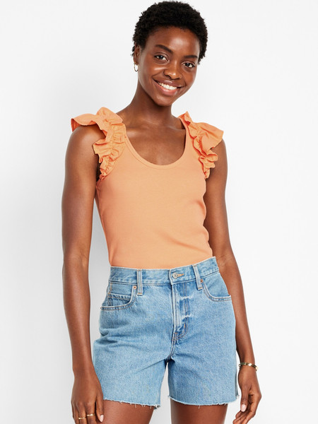 Ruffled Mixed Fabric Tank Top | Old Navy (US)