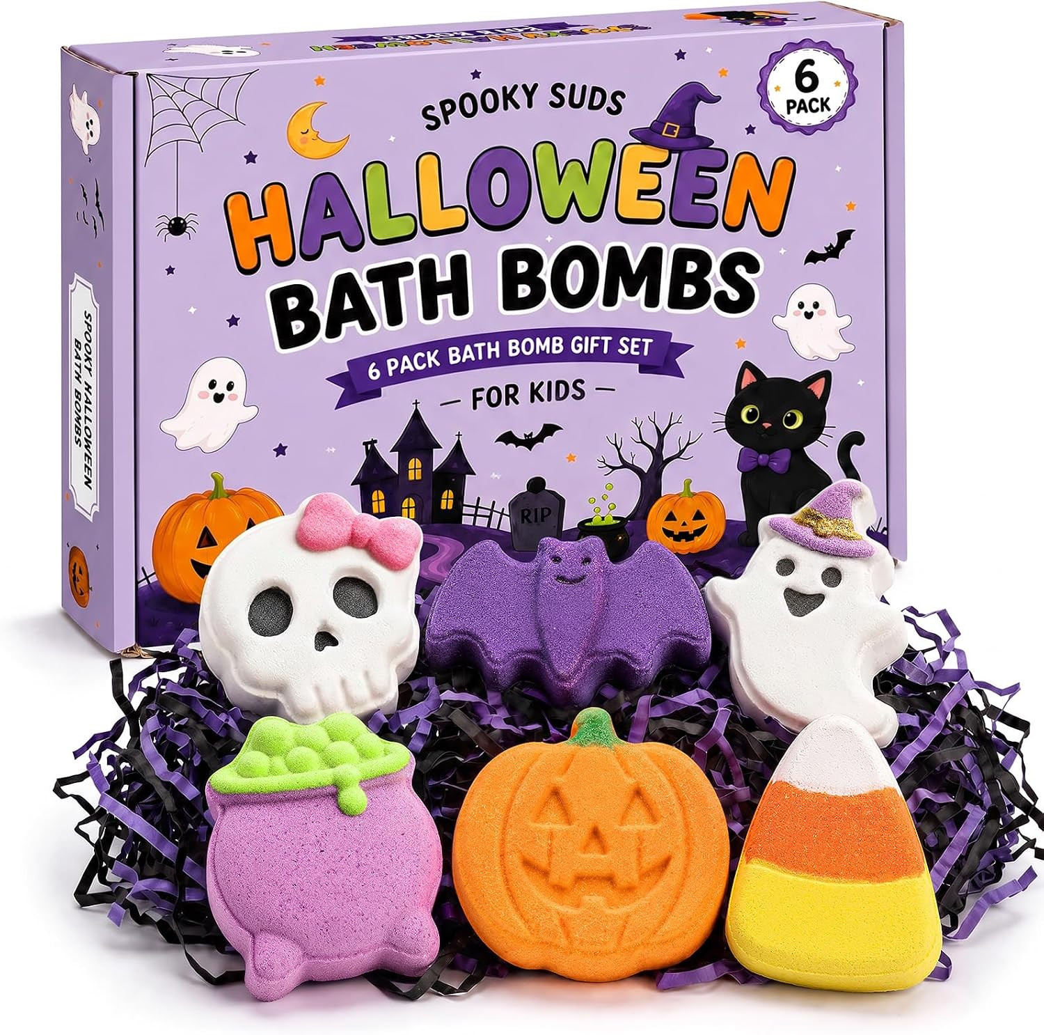 Halloween Bath Bombs, 6 Pack Boo Spooky Basket Stuffers for Women Kids | Amazon (US)