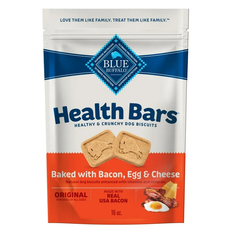 Blue Buffalo Health Bars Crunchy Dog Biscuits, Bacon, Egg & Cheese, 16-oz. Bag - Walmart.com | Walmart (US)