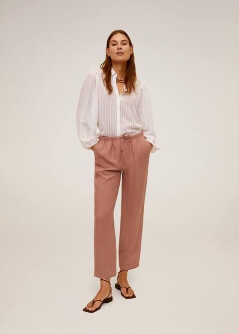 Straight linen-blend pants | MANGO (US)