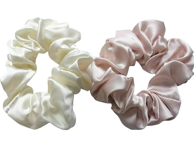Mulberry Silk Hair Ties -Pack of 2- Large Silk Scrunchies for Women - No Damage Hair Accessories | Amazon (US)