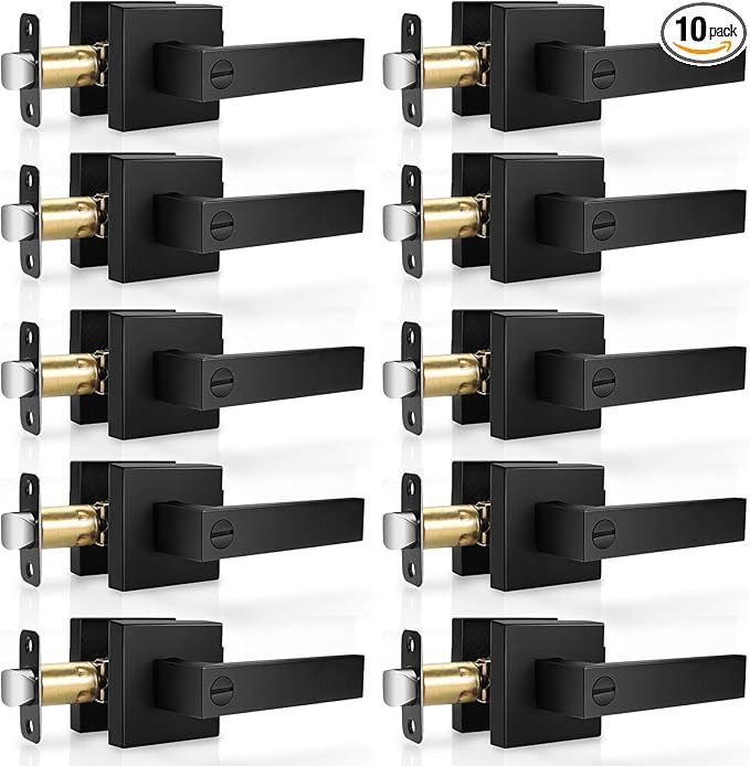 Hasmikit 10 Pack Matte Black Door Handles Privacy Door Levers, Heavy Duty Bed and Bath Door Locks... | Amazon (US)