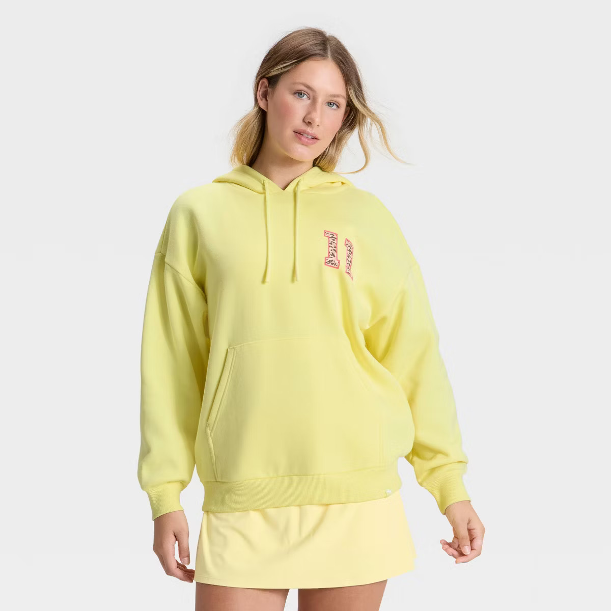 Women's Fleece Hooded Sweatshirt - JoyLab™ Light Yellow M | Target