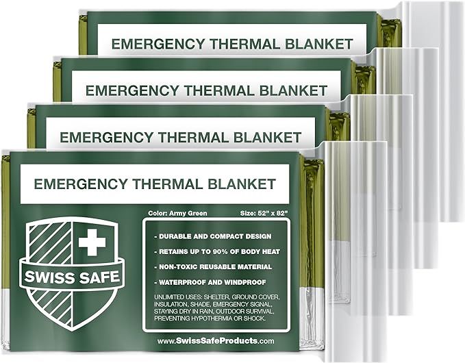 Emergency Mylar Thermal Blankets (4-Pack) + Bonus Signature Gold Foil Space Blanket: Designed for... | Amazon (US)