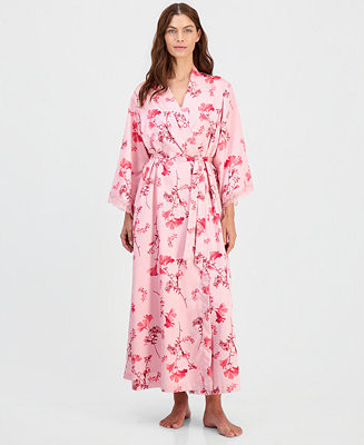 Women's Lace-Trim Satin Robe | Macy's