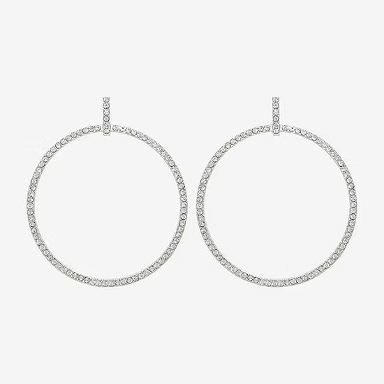 Mixit Silver Tone Pave Thin 57mm Hoop Earrings | JCPenney