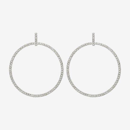 Mixit Silver Tone Pave Thin 57mm Hoop Earrings | JCPenney