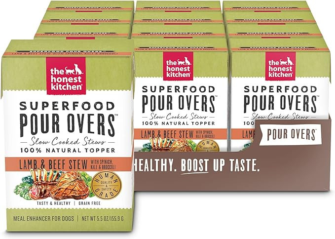 The Honest Kitchen Dogs Superfood POUR OVERS Lamb& beef stew Pack of 12, Pumpkin, 5.5 ounces | Amazon (US)