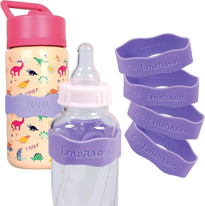 InchBug Orbit Labels Baby Bottle and Water Bottle Silicone Name Bands – Personalized Reusable L... | Amazon (US)