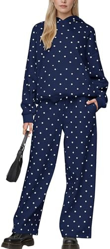 Lauweion Polka Dot Set-Womens Oversized Hoodie and Wide Leg Sweatpants | Amazon (US)