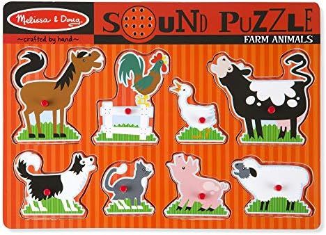 Melissa & Doug Farm Animals Sound Puzzle - Wooden Peg Puzzle With Sound Effects (8 pcs) | Amazon (US)