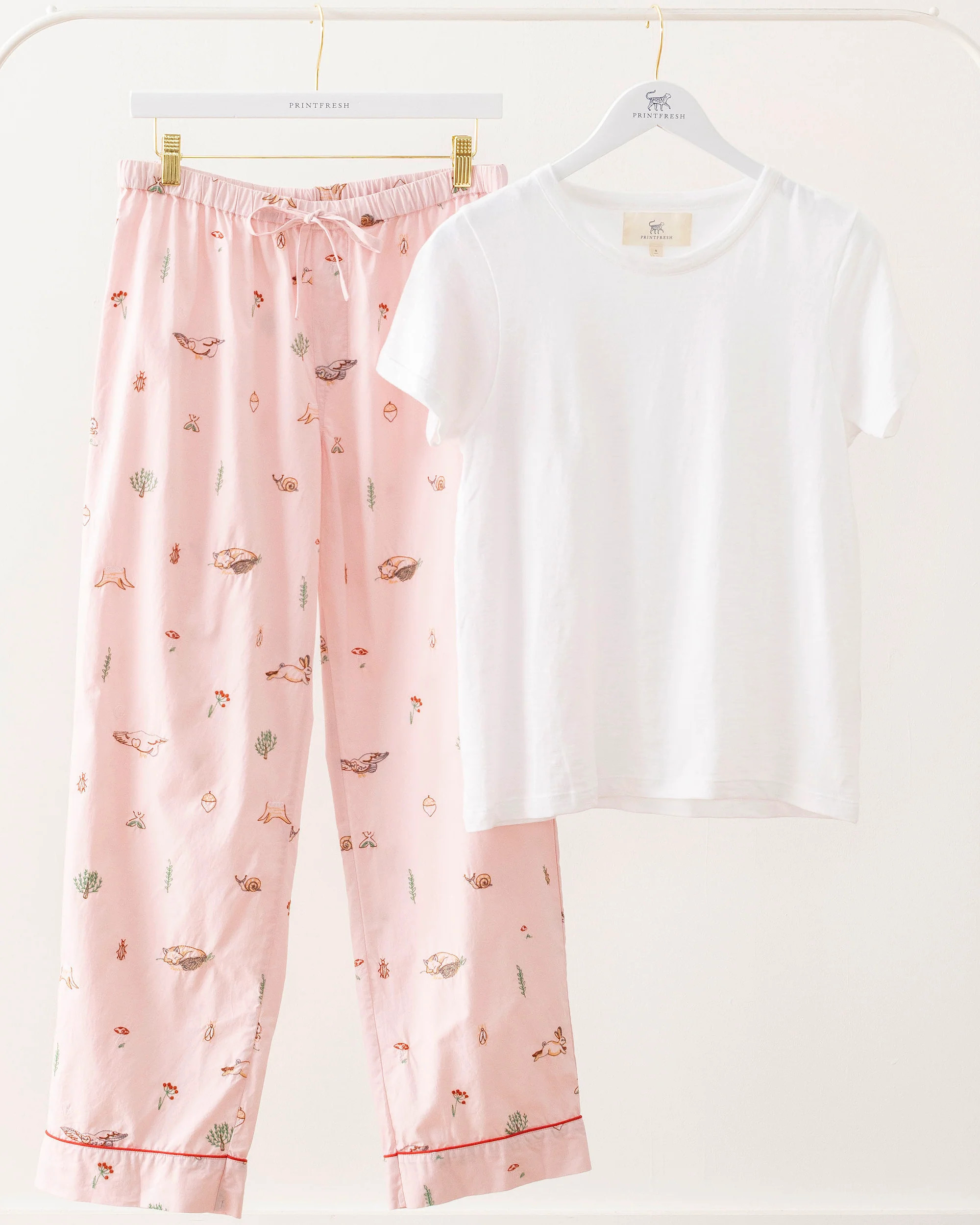 Woodland Storybook - T-Shirt &amp; PJ Pants Set - Blush | Printfresh