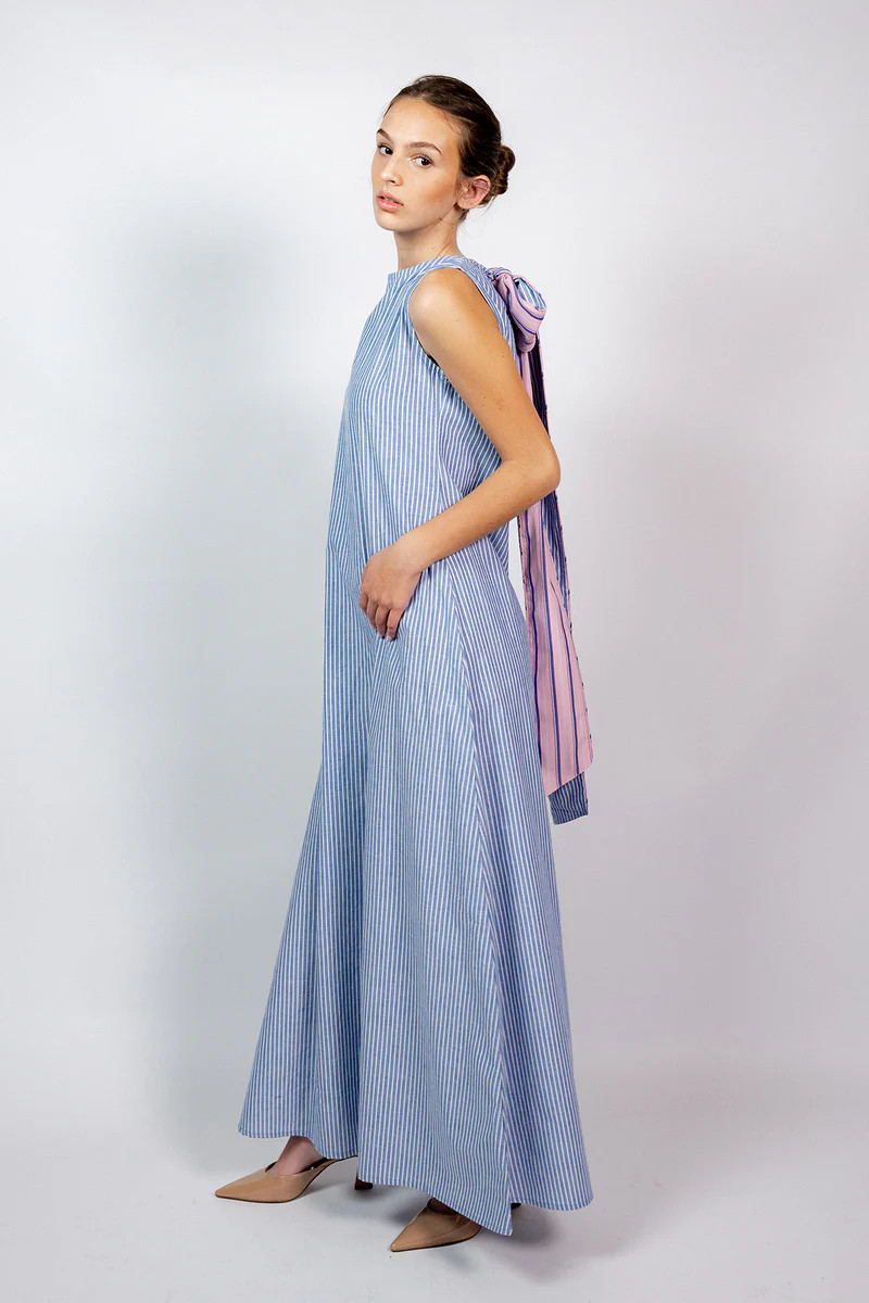 Tibi Dress | Blue/Pink Pinstripe | SUE SARTOR